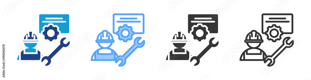 Poster maintenance icon set multiple style collection