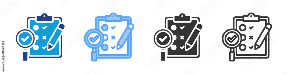 Poster evaluation plan icon set multiple style collection