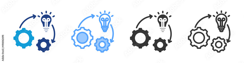 Poster Implementation icon set multiple style collection