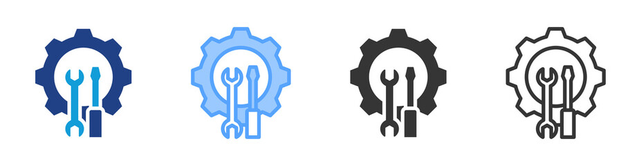 Tools icon set multiple style collection