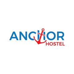 Anchor Hostel Logo symbolizing comfort, adventure, and community—perfect for budget-friendly accommodations, travel hostels, or backpacker services with a nautical theme.
