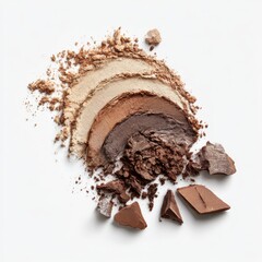 Eye shadow palette swatch on white background