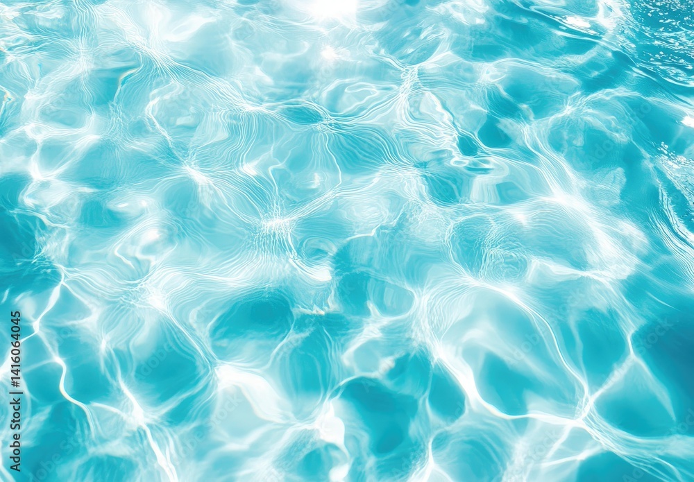 Poster a serene view of crystal-clear water rippling gently under bright sunlight. creating mesmerizing pat