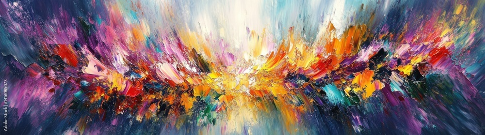 Aufkleber vibrant abstract painting showcasing a blend of warm and cool colors. creating a dynamic visual expe