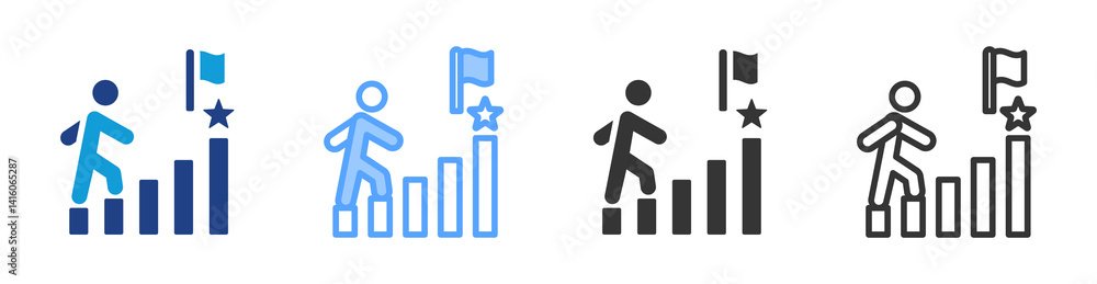 Poster Achieving Goal icon set multiple style collection