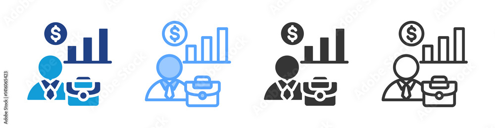 Poster business icon set multiple style collection