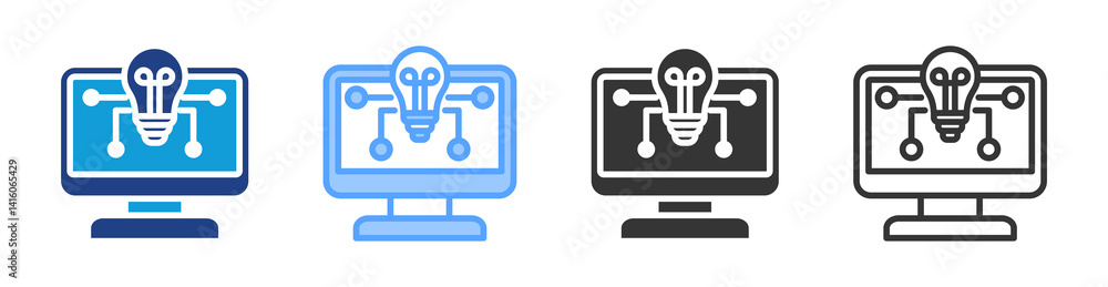 Aufkleber Computer Science icon set multiple style collection