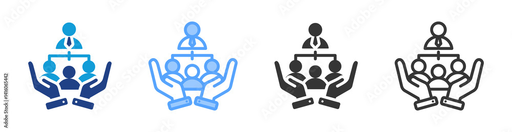 Poster social organization icon set multiple style collection