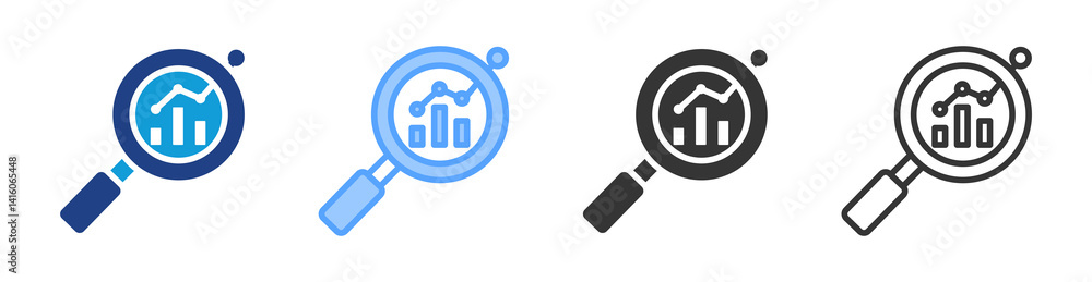 Aufkleber analyze icon set multiple style collection