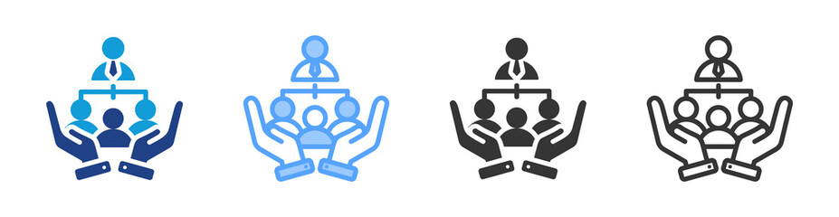 Social Organization icon set multiple style collection