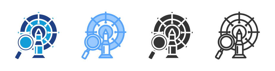 Military Science icon set multiple style collection