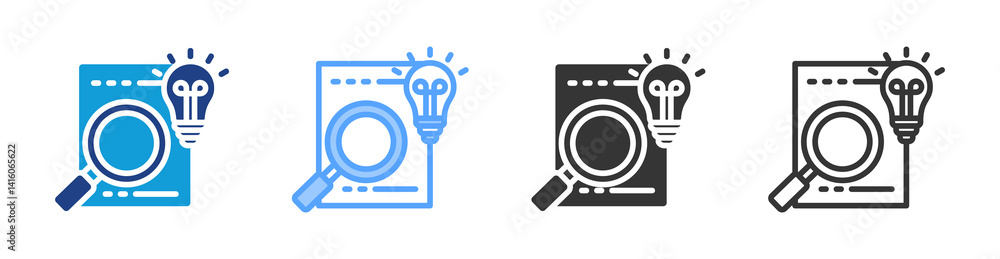 Poster research icon set multiple style collection