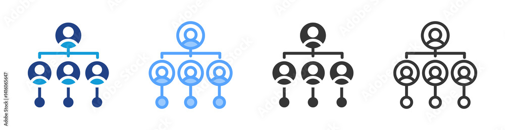 Fototapete Hierarchy Relation icon set multiple style collection