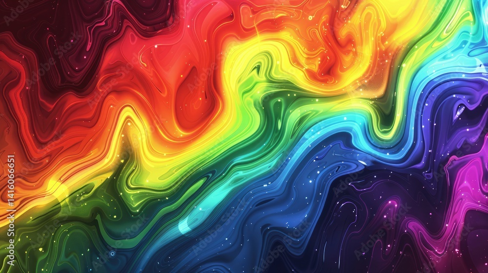 Poster vibrant diagonal brush stroke with splashes of color on a dark background. background image of vibra