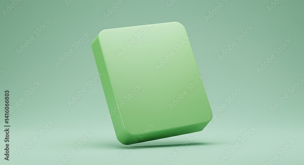 Aufkleber floating green rounded square minimalist background for app icons and modern presentations 3d render