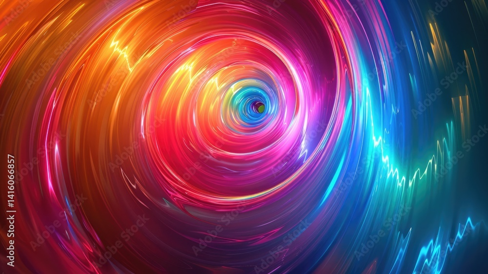 Poster experience a captivating colorful neon vortex in stunning high definition. this abstract artwork sho