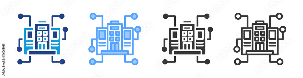 Poster Technology icon set multiple style collection