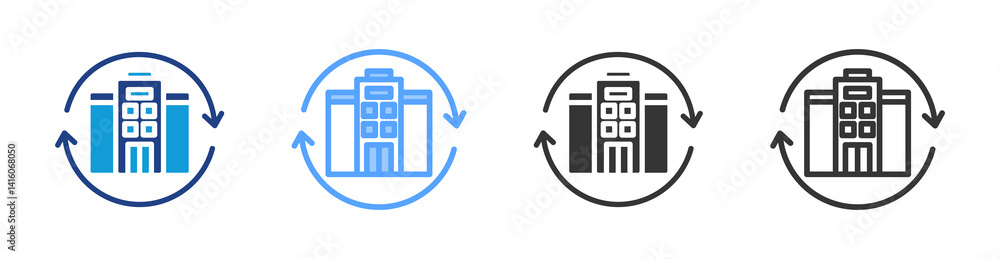 Poster Office Used icon set multiple style collection