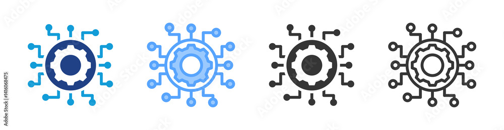 Poster digital icon set multiple style collection