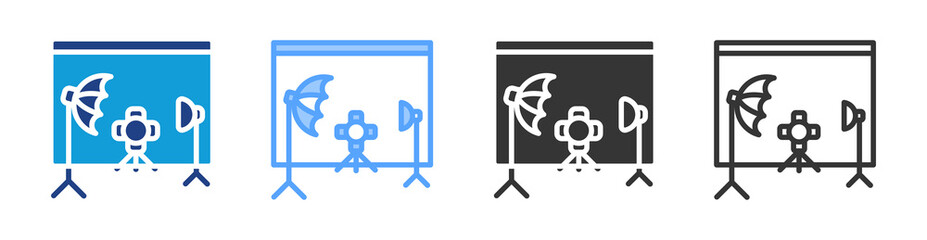 Photography Studio icon set multiple style collection