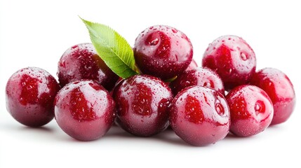 Obraz premium Juicy red cherries fresh fruit still life photography for food blogs and product packaging