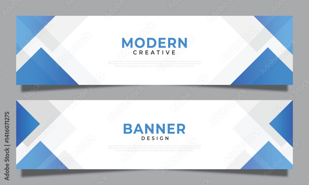 Poster set of business modern triangle shapes gradient banner horizontal design collection background