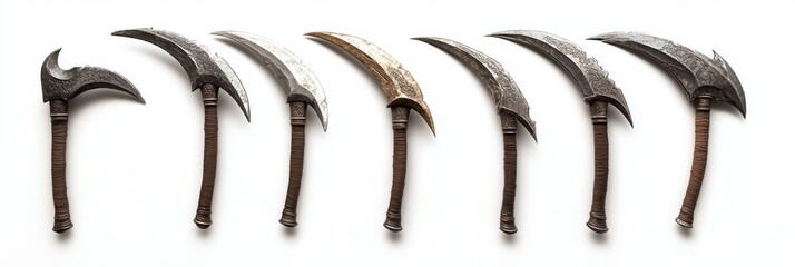 Fototapeta premium Collection of curved bladed weapons