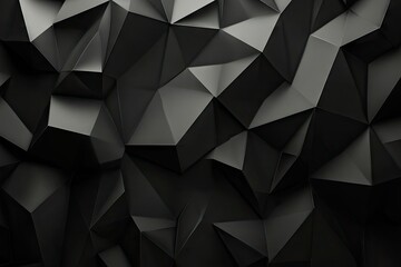 Abstract black geometric background with sharp triangular facets creating a modern. dynamic texture. suitable for use in digital design. wallpapers. and artistic projects
