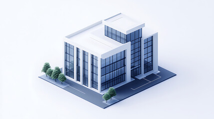 A tall building with a lot of windows and a white roof