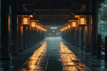 Fototapeta premium Mysterious golden alleyway