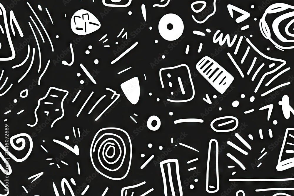 Aufkleber abstract black background with white organic shapes and lines. creating a modern design suitable for