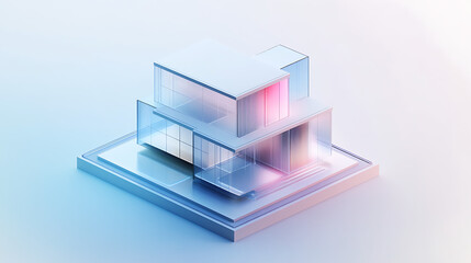 Obraz premium A three story building made of glass