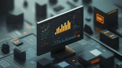 A computer monitor displays a graph with a lot of data points