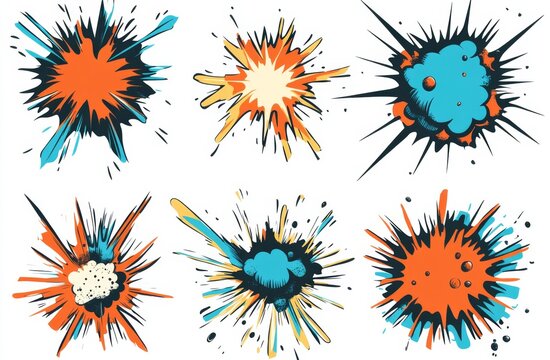 Colorful comic book explosion effects