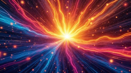 Fototapeta premium A vibrant explosion of light and energy in a cosmic setting