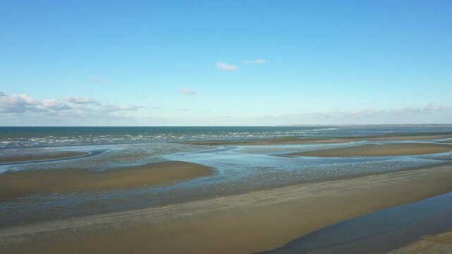 The English Channel caresses the shore of Utah Beach in Europe, France, Normandy, near Carentan, in spring, on a sunny day.&nbsp;