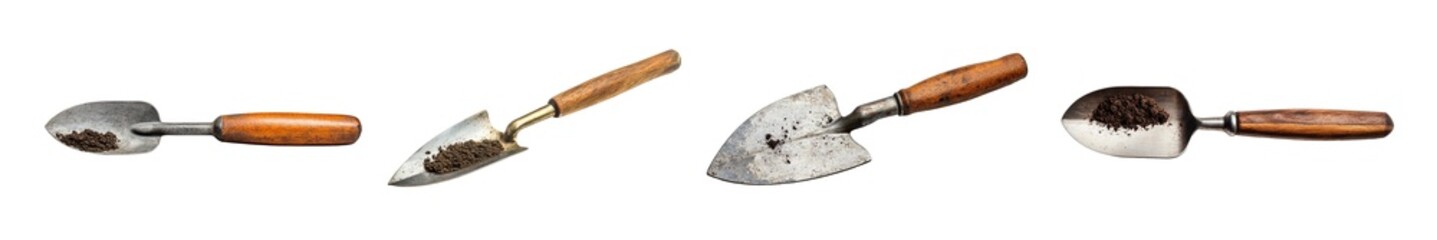 Obraz premium collection of different metal and wooden handled tools, isolated on transparent background