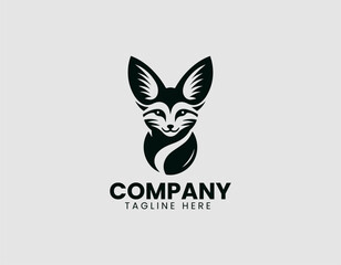 Obraz premium Fennec Fox Vector Logo Design, Adorable Fennec Fox Illustration Logo