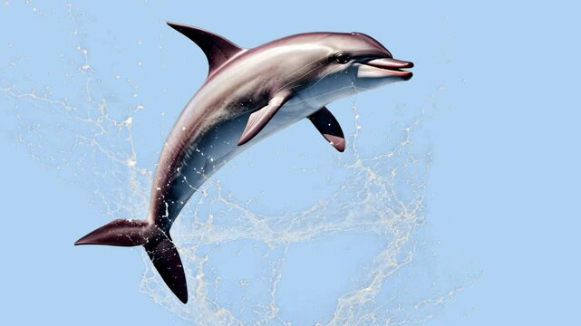 Jumping dolphin animated overlay, transparent 4K video, alpha channel, ProRes 4444