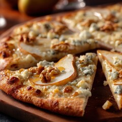  Pizza mit Birne, Walnüssen und Blauschimmelkäse