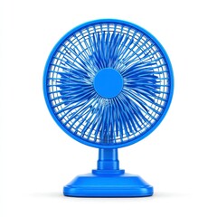 Blue Plastic Desk Fan on White Background for Personal Cooling Solution
