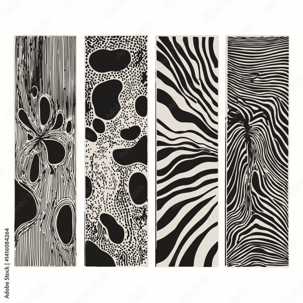 Aufkleber abstract vector illustration with flowing black and white lines, organic shapes, and intricate patte