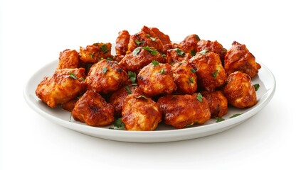 Spicy chicken cubes on a plate