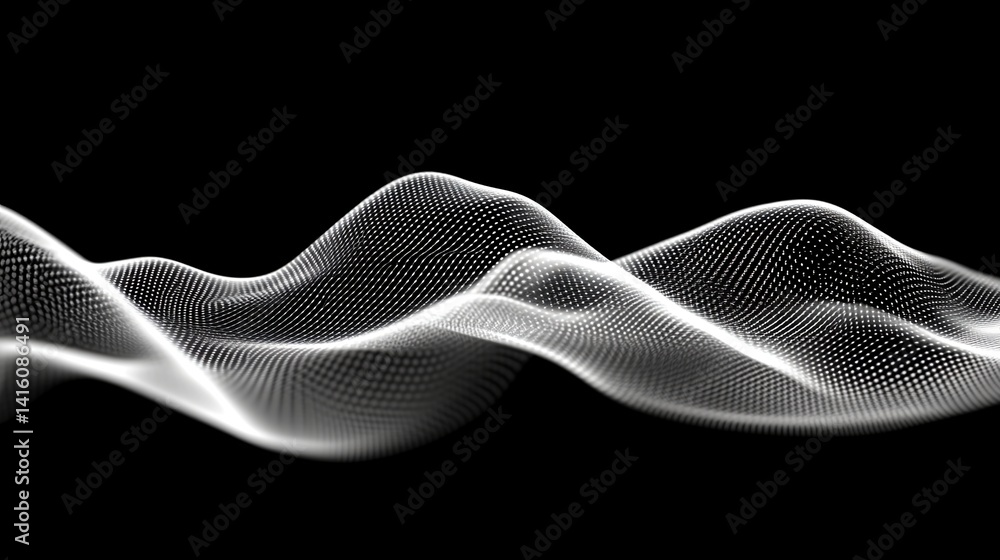 Poster flowing waves of light create dynamic patterns against a black background, showcasing an abstract re
