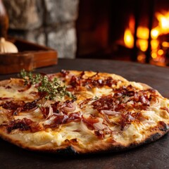  Knuspriger Flammkuchen mit Speck und Zwiebeln