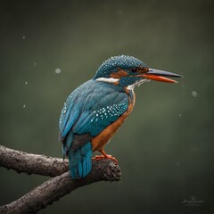 Fototapeta premium A kingfisher resting during a long migration.