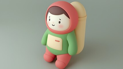 Fototapeta premium Cute Cartoon Astronaut Character with Backpack in Playful Design