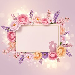 Mother's Day Floral Greeting Card with Pink Roses and Lavender Accents