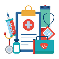 patient chart nurse equipment isolated on white background
