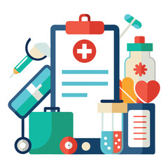 patient chart nurse equipment isolated on white background
